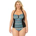 Juniors' Plus Size In Mocean Tribal Print Tummy-slimmer One-piece Swimsuit, Size: 1xl, Ovrfl Oth