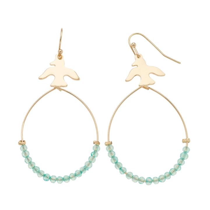 Lc Lauren Conrad Bird Nickel Free Hoop Earrings, Women's, Green