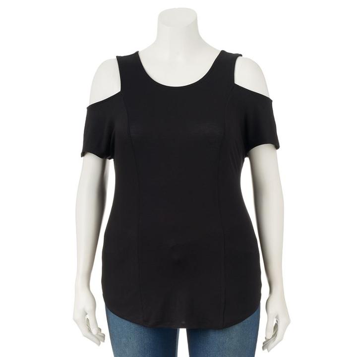Women's Apt. 9&reg; Solid Cold-shoulder Tee, Size: Small, Black