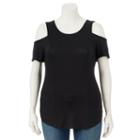 Women's Apt. 9&reg; Solid Cold-shoulder Tee, Size: Small, Black