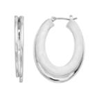 Dana Buchman Silver Tone Oval Hoop Earrings, Women's
