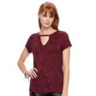 Women's Rock & Republic&reg; V-neck Cutout Tee, Size: Large, Dark Red
