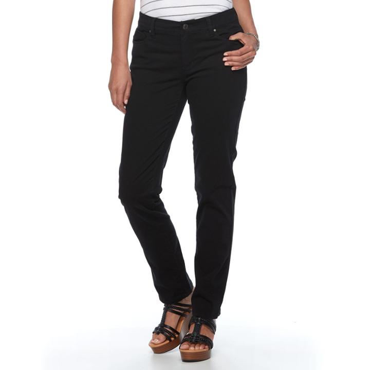 Women's Croft & Barrow&reg; Twill Straight-leg Pants, Size: 12, Black
