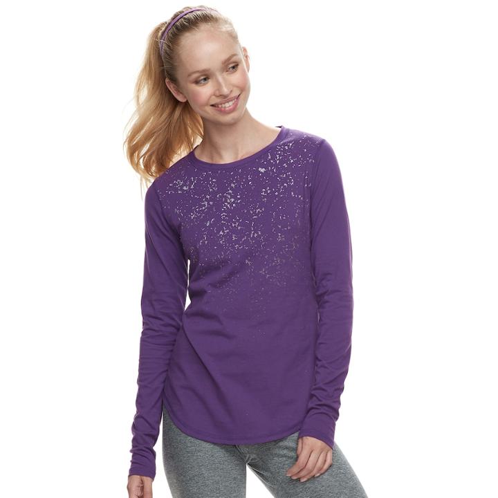 Women's Tek Gear&reg; Crewneck Long Sleeve Tee, Size: Large, Purple