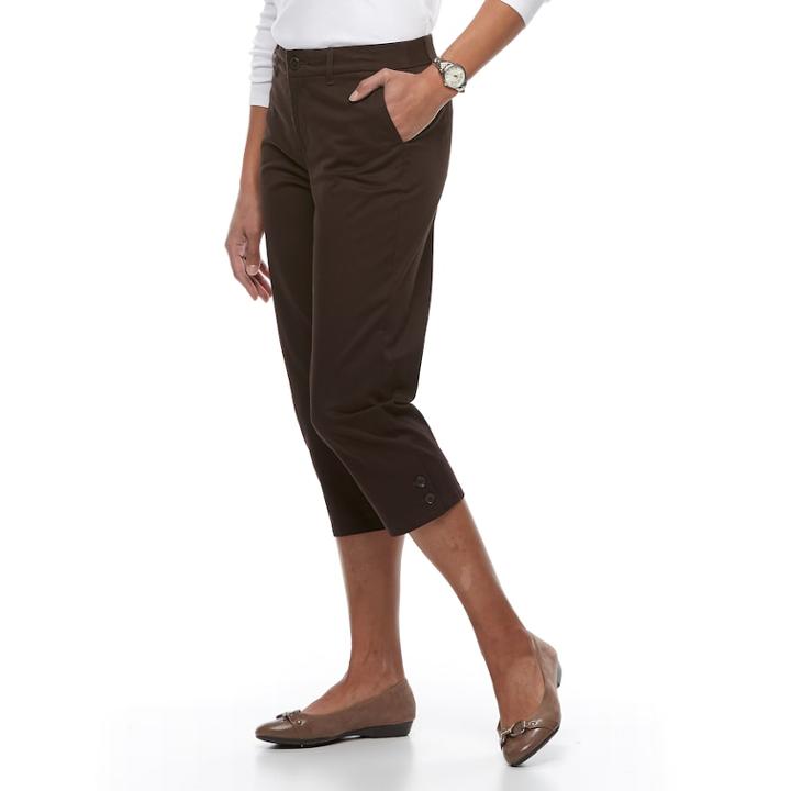 Women's Croft & Barrow&reg; Effortless Stretch Twill Capri Pants, Size: 4, Dark Brown
