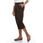 Women's Croft & Barrow&reg; Effortless Stretch Twill Capri Pants, Size: 4, Dark Brown