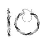 Chrystina Crystal Silver-plated Twist Hoop Earrings, Women's, Black