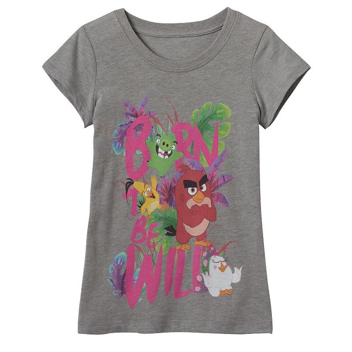 Girls 4-6x Angry Birds Red, Chuck, Matilda, Leonard Born To Be Wild Graphic Tee, Girl's, Size: 5-6, Dark Grey