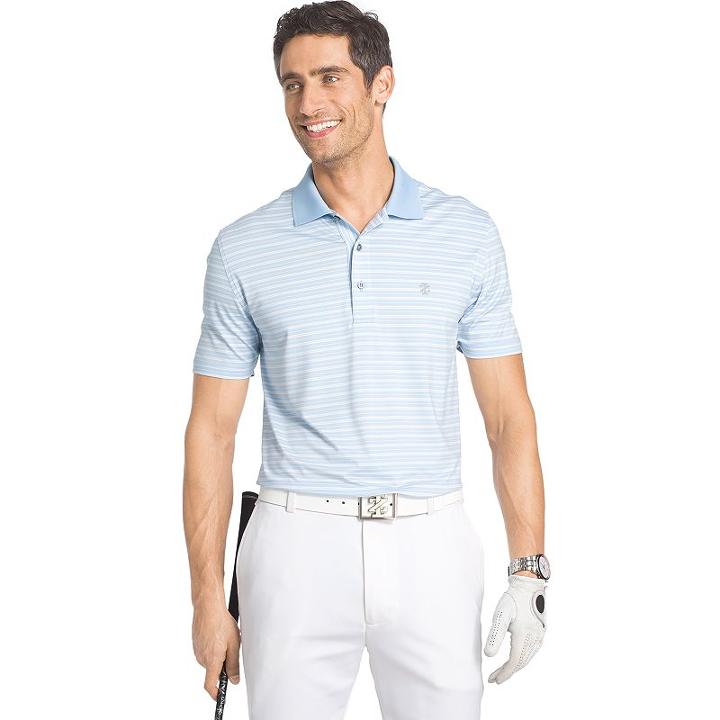 Men's Izod Classic-fit Striped Stretch Performance Golf Polo, Size: Large, Light Blue