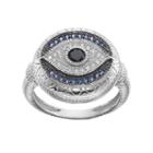 Sterling Silver Blue Glass & Cubic Zirconia Evil Eye Ring, Women's, Size: 6, White