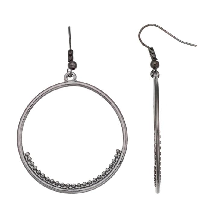 Mudd&reg; Textured Nickel Free Hoop Drop Earrings, Women's, Black