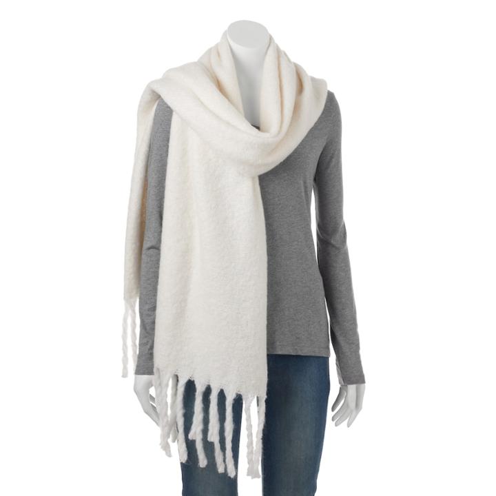 Sonoma Goods For Life&trade; Solid Braided Fringe Oblong Scarf, Women's, Natural