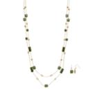Green Bead & Disc Layered Necklace & Earring Set, Women's
