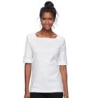Women's Croft & Barrow&reg; Rolled Button-tab Top, Size: Xs, Natural