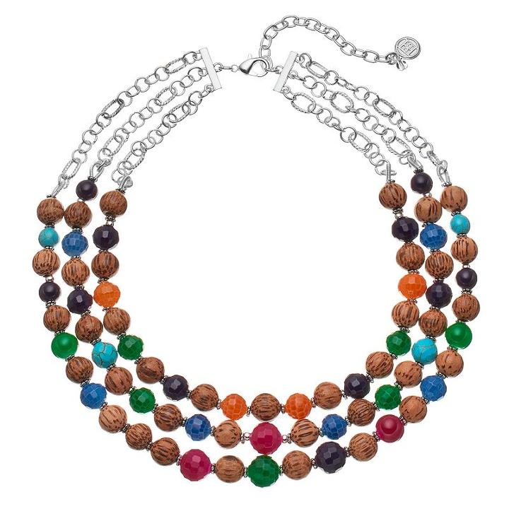 Dana Buchman Wooden Bead Layered Necklace, Women's, Multicolor