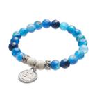 Wish Upon A Rock Aqua Agate Beaded Stretch Bracelet, Women's, Size: 7, Blue
