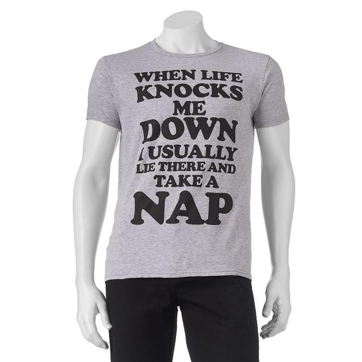 Men's When Life Knocks Me Down. Nap Tee, Size: Xxl, Grey Other