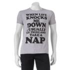 Men's When Life Knocks Me Down. Nap Tee, Size: Xxl, Grey Other
