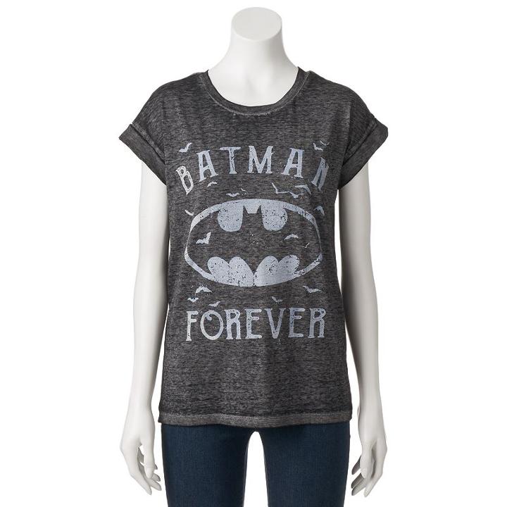 Juniors' Dc Comics Batman Burnout Graphic Tee, Girl's, Size: Small, Black