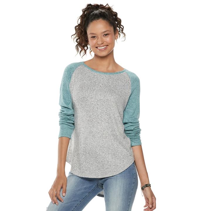 Juniors' So&reg; Long Sleeve Baseball Tee, Teens, Size: Xs, White