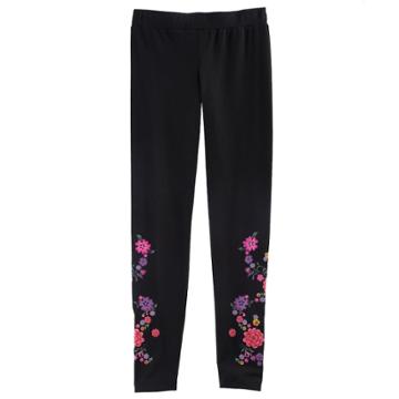 Disney D-signed Coco Girls 7-16 Floral Design Leggings, Size: Small, Black