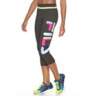 Women's Fila Sport Mesh Reflective Yoga Capris, Size: Medium, Med Grey