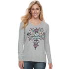 Women's Sonoma Goods For Life&trade; Floral Embroidery Scoopneck Sweater, Size: Medium, Light Grey