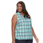 Plus Size Women's Croft & Barrow&reg; Button-front Sleeveless Shirt, Size: 1xl, Dark Blue