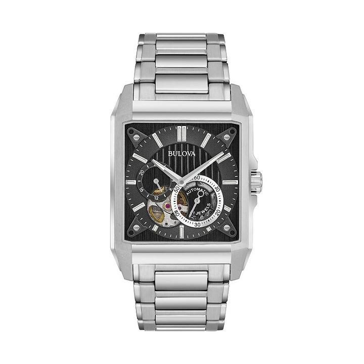 Bulova Men's Stainless Steel Automatic Skeleton Watch - 96a194, Grey