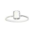 Sterling Silver Opal & Diamond Accent Rectangle Halo Ring, Women's, Size: 10, White