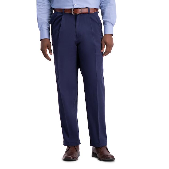 Men's Haggar&reg; Work To Weekend&reg; Pro Stretch Relaxed-fit Pleated Casual Pants, Size: 36x31, Blue (navy)