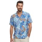 Men's Caribbean Joe Classic-fit Convertible-collar Tropical Button-down Shirt, Size: Large, Light Blue