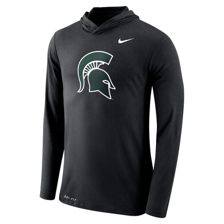 Men's Nike Michigan State Spartans Dri-fit Hooded Tee, Size: Xl, Black