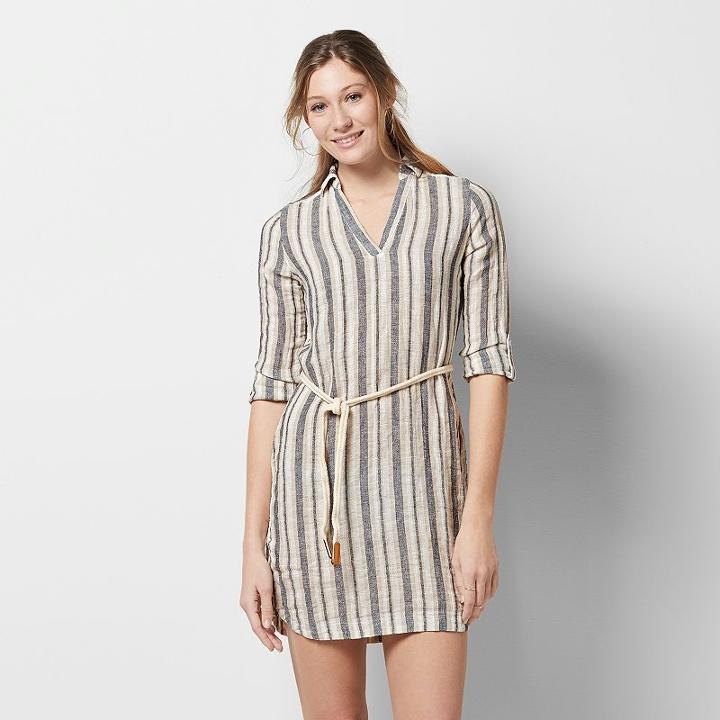 Petite Sonoma Goods For Life&trade; Linen-blend Shirtdress, Women's, Size: M Petite, Dark Blue
