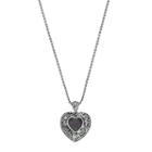 Sterling Silver Cubic Zirconia Bali Heart Pendant Necklace, Women's, Purple