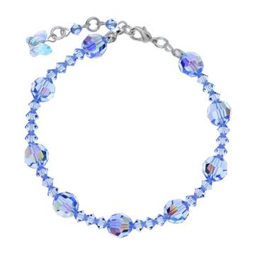 Crystal Avenue Silver-plated Crystal Bead Stretch Bracelet - Made With Swarovski Crystals, Women's, Size: 7, Blue