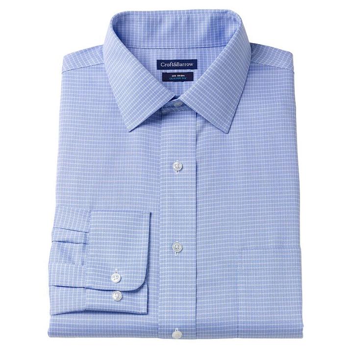 Men's Croft & Barrow&reg; Classic-fit No-iron Dress Shirt, Size: 16.5-32/33, Blue