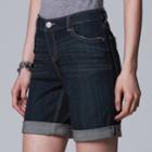 Women's Simply Vera Vera Wang Cuffed Bermuda Jean Shorts, Size: 2, Dark Blue