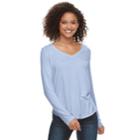 Juniors' So&reg; Perfect V-neck Tee, Teens, Size: Medium, Light Blue