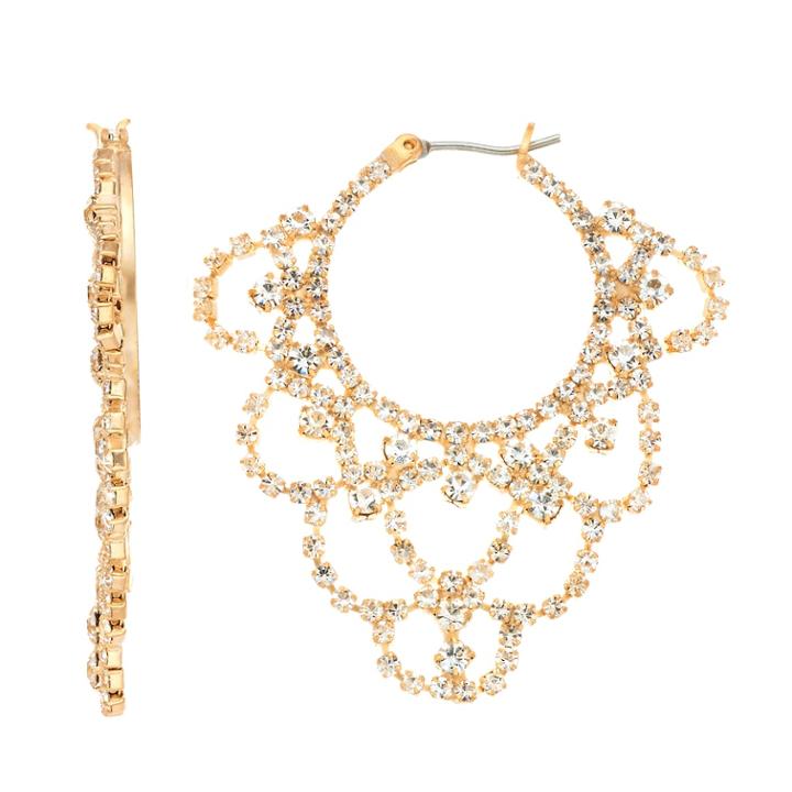 Simply Vera Vera Wang Gold Tone Statement Hoop Earrings, Women's, Light Pink
