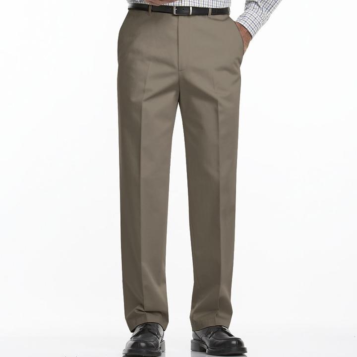 Men's Haggar&reg; Work To Weekend&reg; Classic-fit Flat-front No-iron Expandable Waist Pants, Size: 44x29, Med Yellow