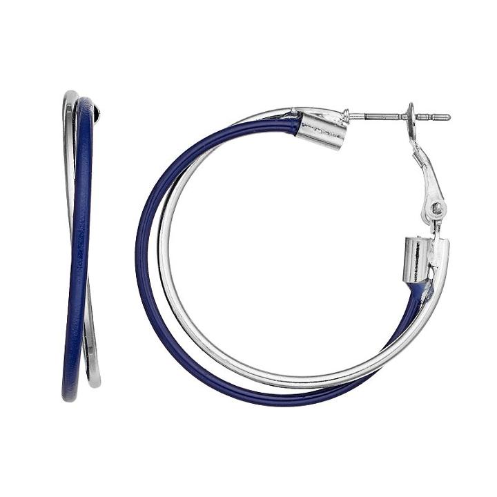Double Hoop Earrings, Women's, Blue Other
