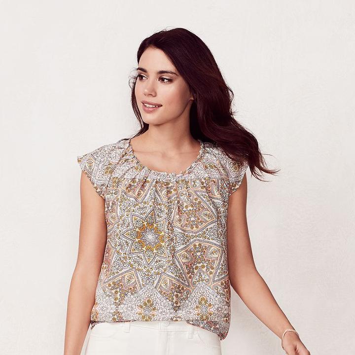 Women's Lc Lauren Conrad Pleated Top, Size: Xl, White Oth