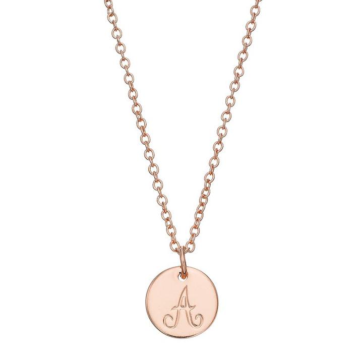 Lc Lauren Conrad Rose Gold Tone Monogram Circle Pendant Necklace, Women's, Light Red