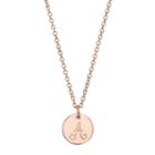 Lc Lauren Conrad Rose Gold Tone Monogram Circle Pendant Necklace, Women's, Light Red