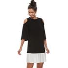 Women's Tiana B Colorblock Cold-shoulder Shift Dress, Size: 12, Med Grey