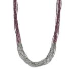 Long Purple Seed Bead Multi Strand Necklace, Women's