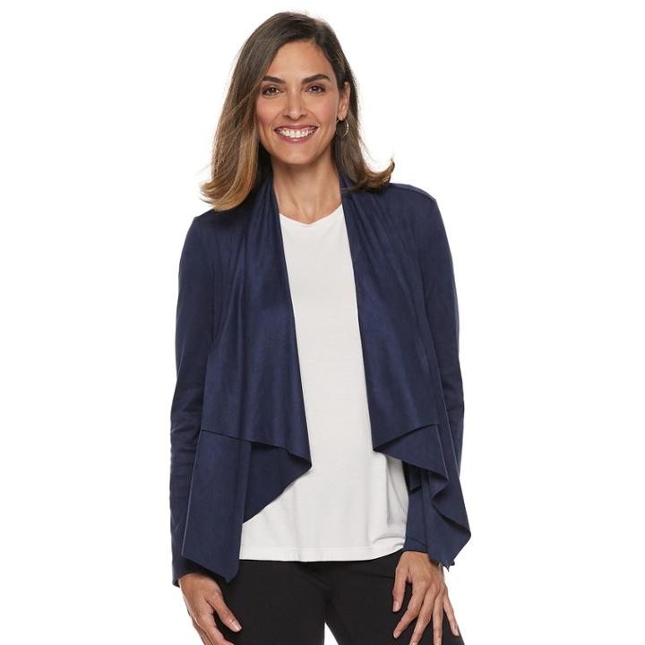 Women's Dana Buchman Faux-suede Open Front Jacket, Size: Large, Blue