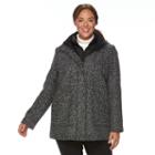 Plus Size Croft & Barrow&reg; Hooded Wool-blend Double-zip Jacket, Women's, Size: 1xl, Dark Grey
