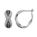 Silver Luxuries Silver Plated Crystal & Marcasite Crisscross Hoop Earrings, Women's, Grey